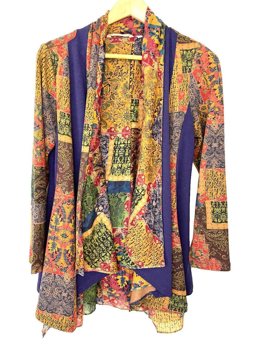 SOFT SURROUNDINGS OPEN FRONT IZMIR MIXED PRINT BOHO CARDIGAN JACKET SIZE PS